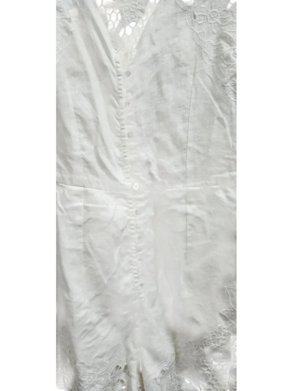 Zimmermann White Linen Lace Romper Playsuit Size 0 /US 4 Floral Embroidered Boho